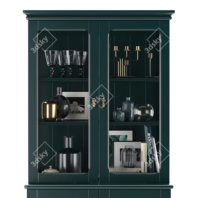 Elegant Lommarp Glass Door Cabinet 3D model image 3