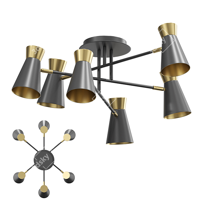 KERTY 6: Stylish Metal Shade Chandelier 3D model image 1