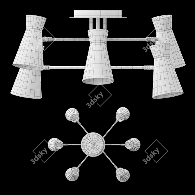 KERTY 6: Stylish Metal Shade Chandelier 3D model image 3