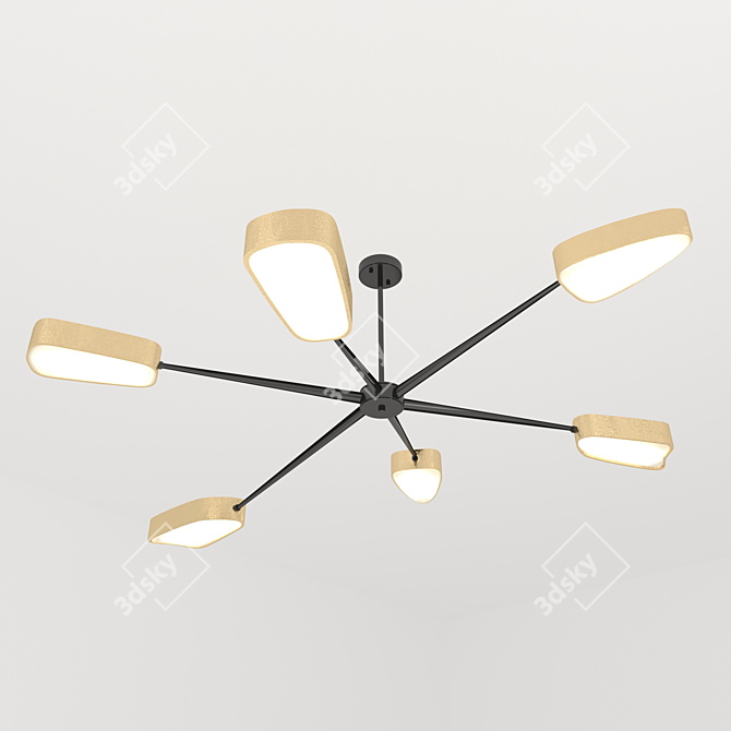 Modern Black+Brass LED Chandelier 3D model image 1