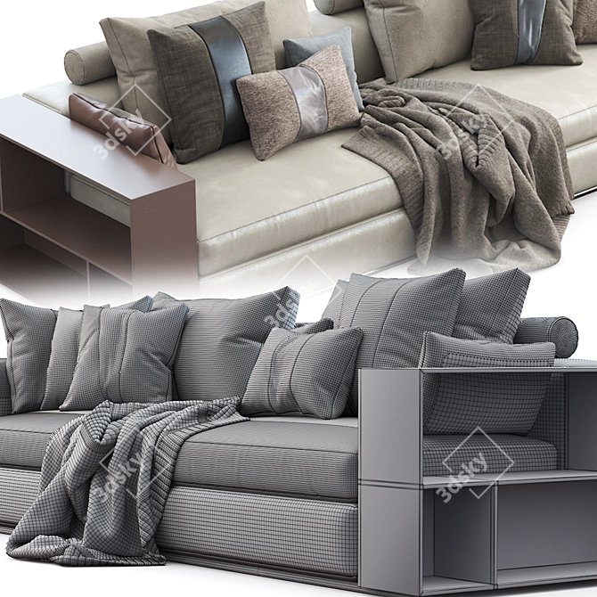 Flexform Groundpiece Sofa: Modern Comfort for Your Living Room 3D model image 3