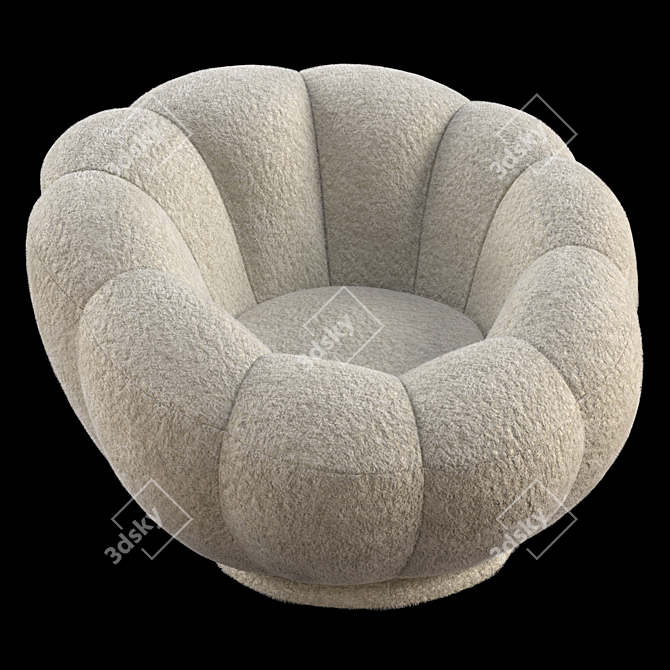 Cozy White Sherpa Swivel Chair 3D model image 3