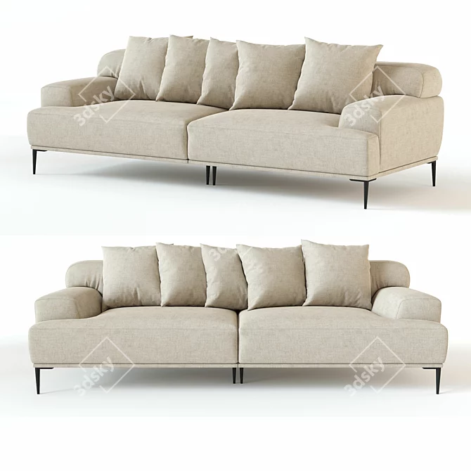 Modern Ottone 3-Seater Sofa 3D model image 1