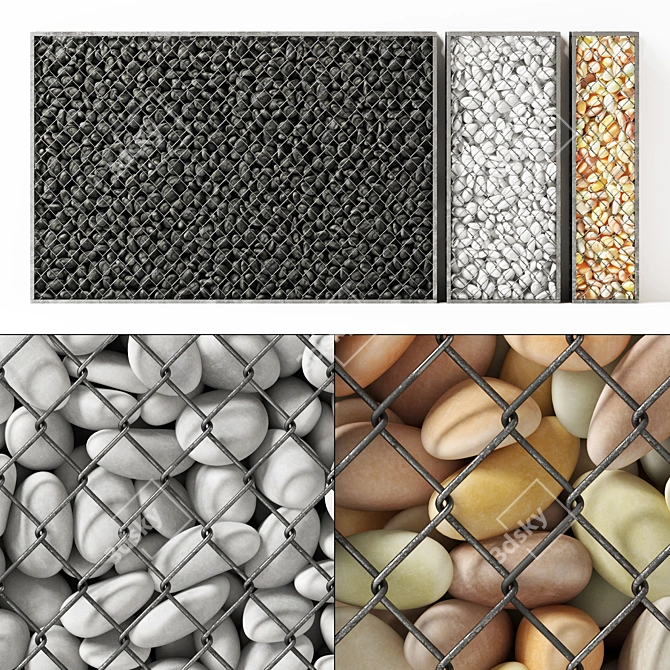 Oval Pebble Gabion for Low N5 Landscaping 3D model image 1