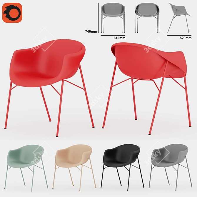 Tweet Plastic Armchair: Modern, Stylish & Comfortable 3D model image 1