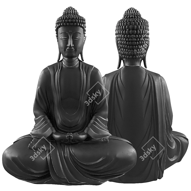 Zen Sitting Buddha Statue 3D model image 4