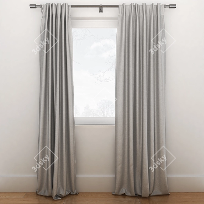 Luxurious Cotton Velvet Curtain 3D model image 1