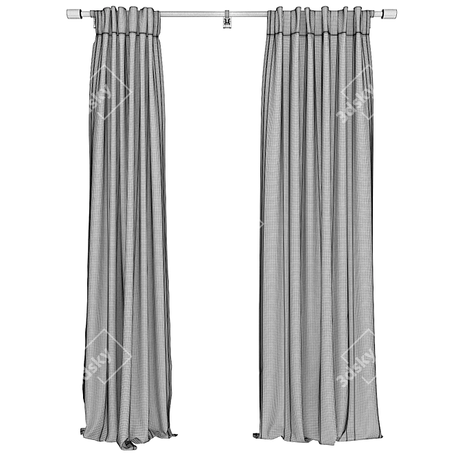 Luxurious Cotton Velvet Curtain 3D model image 2