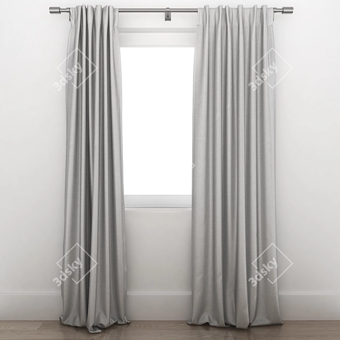 Luxurious Cotton Velvet Curtain 3D model image 3