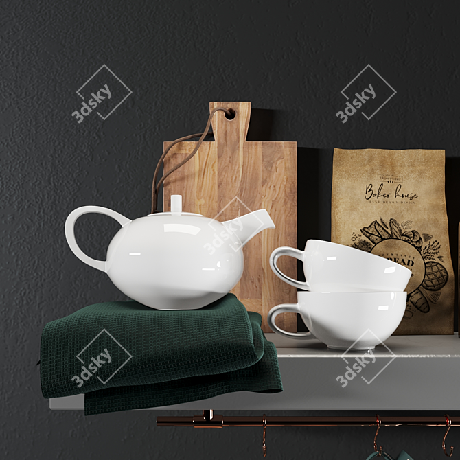 Elegant Kitchen Decor Set 3D model image 3