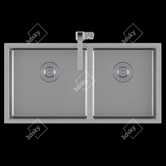 Sleek Stainless Steel Top Mount Sink 3D model image 6