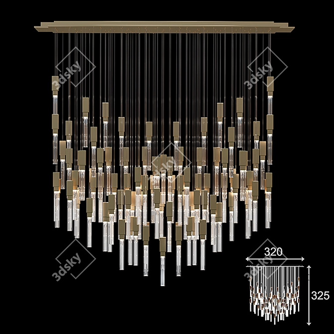 Elegant Glass Metal Chandelier 3D model image 1