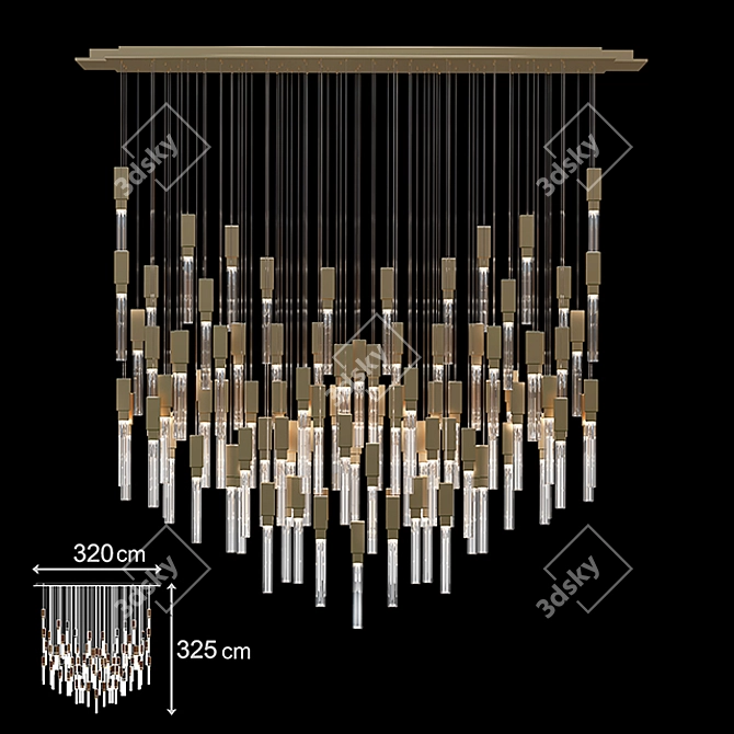 Elegant Glass Metal Chandelier 3D model image 3