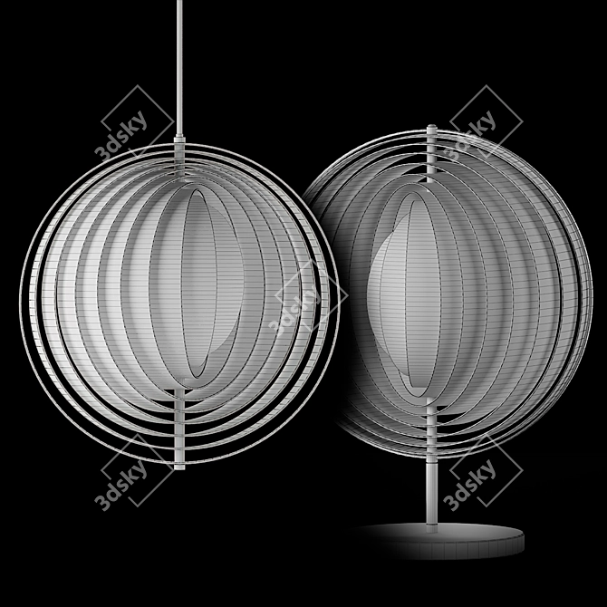 Vintage Moon Lamp by Verner Panton 3D model image 2