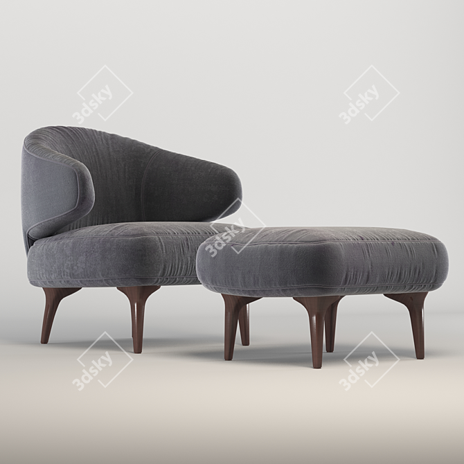 Minotti Aston Armchair: Style Meets Comfort 3D model image 2