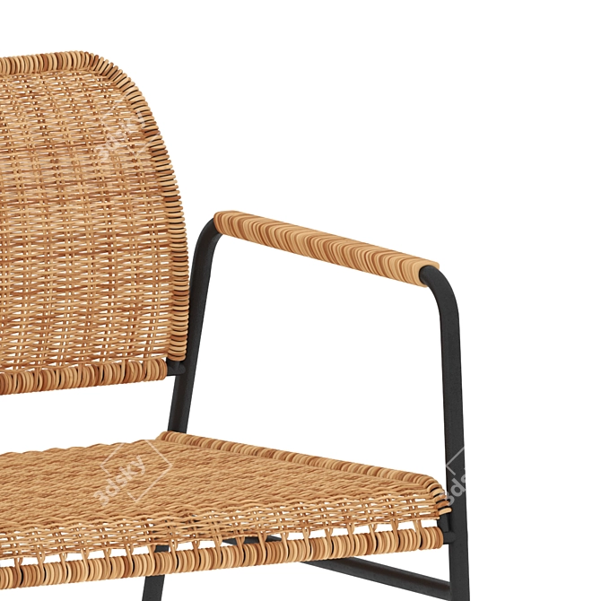 Title: Anthracite Rattan Armchair - ULRIKSBERG by IKEA 3D model image 1