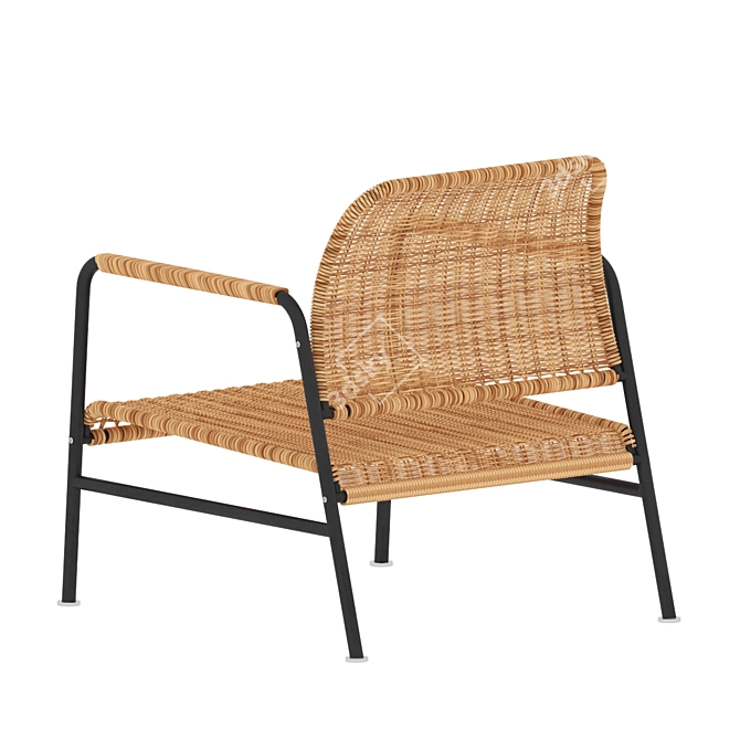 Title: Anthracite Rattan Armchair - ULRIKSBERG by IKEA 3D model image 2