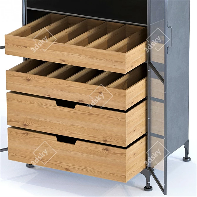 Industrial Wine Cabinet: Refugio 119cm 3D model image 3