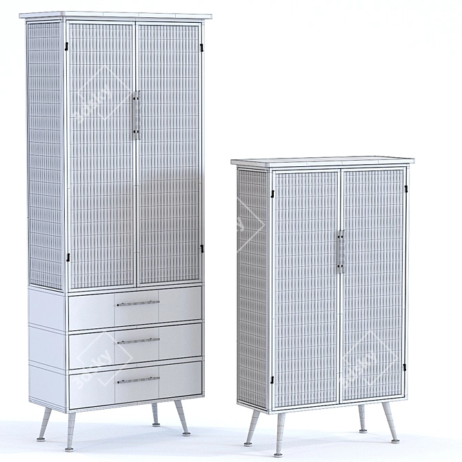 Sleek Glass Cabinet with Two Doors 3D model image 2