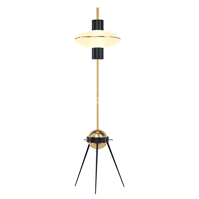 Modern Tripod Floor Lamp with Glass Shade 3D model image 1