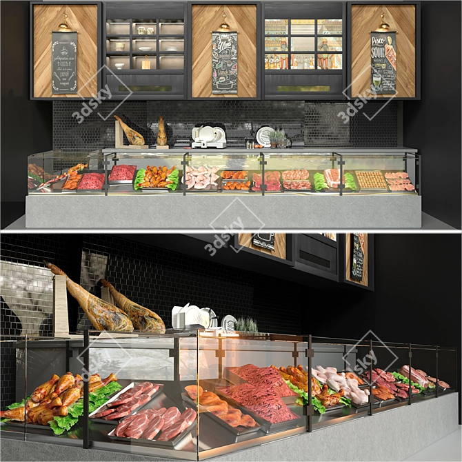Title: Gourmet Showcase: Meat, Sausage & Jamón 3D model image 1