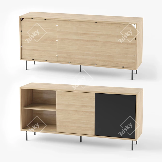 Scandinavian Style TV Bench & Sideboard 3D model image 3