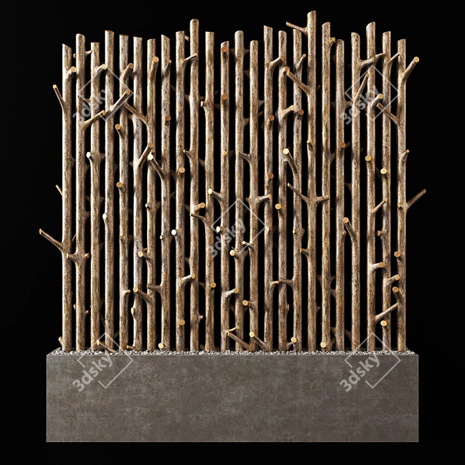 Rustic Branch Planter Fundament 3D model image 1