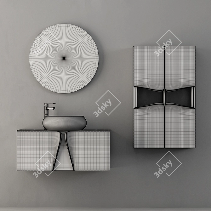 Modern Bathroom Cabinet Set | No. 060 3D model image 2