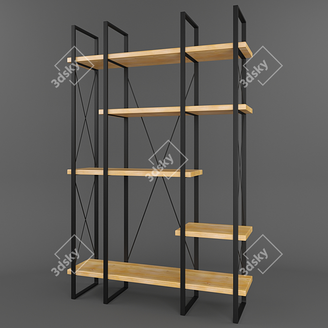 Solid Pine Argon Rack - Stylish and Spacious 3D model image 1