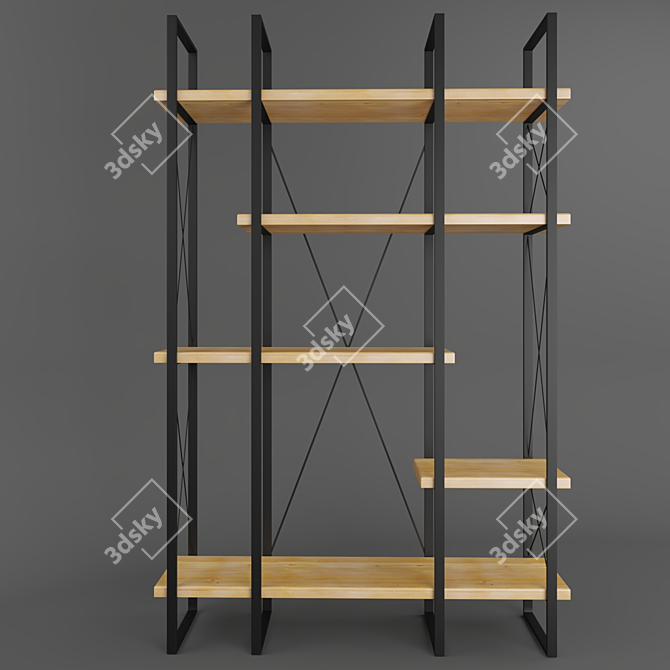 Solid Pine Argon Rack - Stylish and Spacious 3D model image 2