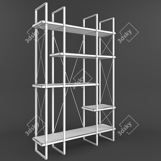 Solid Pine Argon Rack - Stylish and Spacious 3D model image 4