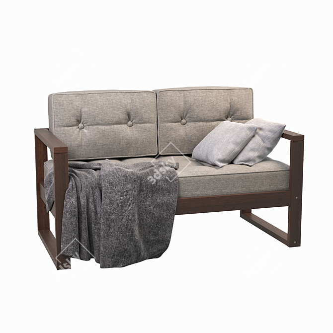 Small Wood and Textile Sofa 3D model image 1