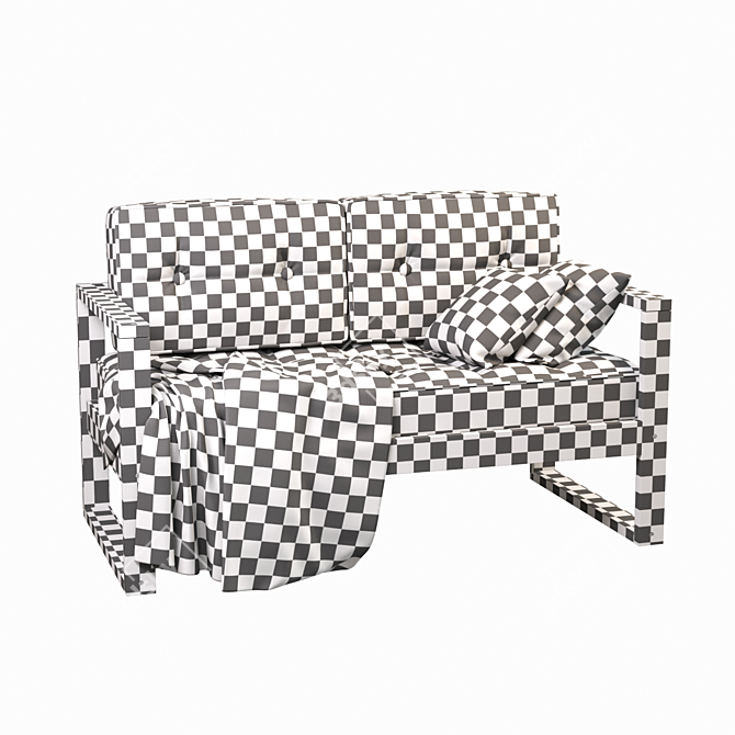 Small Wood and Textile Sofa 3D model image 3