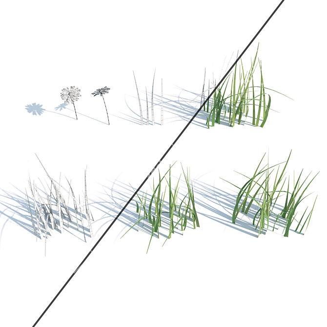 Wild Beauty: Uncut Grass Lawn 3D model image 4