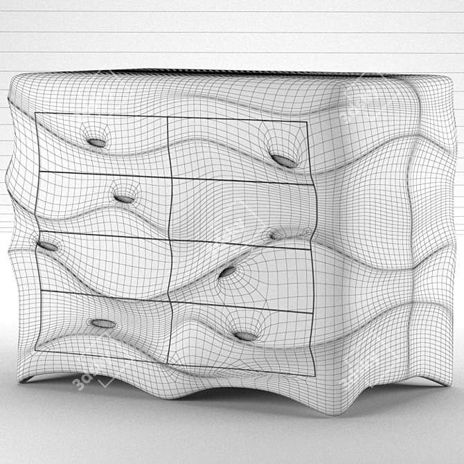 Wave Modern Chest Drawers 3D model image 4