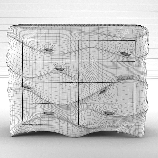 Wave Modern Chest Drawers 3D model image 5