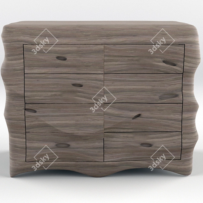 Wave Modern Chest Drawers 3D model image 6