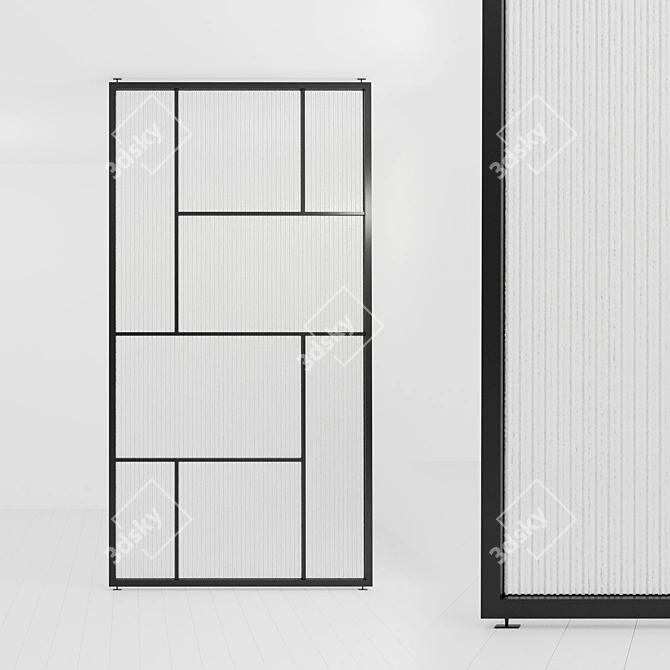 Title: Customizable Glass Partition with Refined Metal Design 3D model image 1