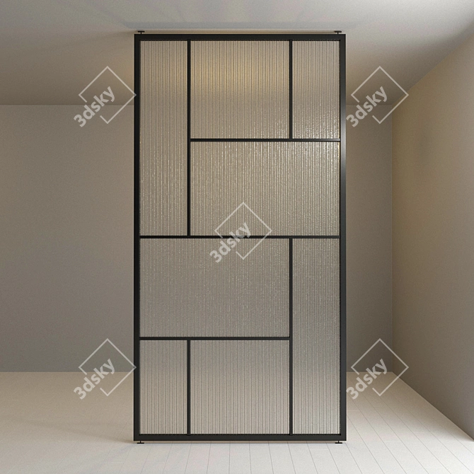 Title: Customizable Glass Partition with Refined Metal Design 3D model image 2