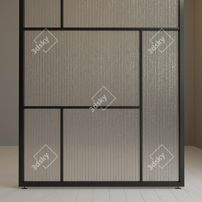 Title: Customizable Glass Partition with Refined Metal Design 3D model image 3