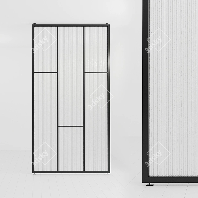 Versatile Glass Partition: Stationary & Pivot Door 3D model image 1
