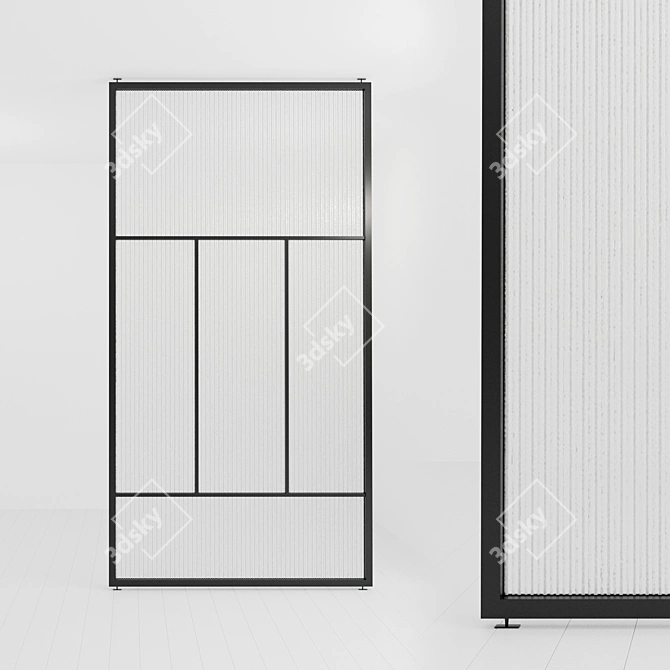 Versatile Glass Partition: Stationary & Pivot Door Options 3D model image 1