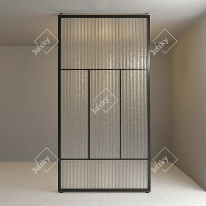 Versatile Glass Partition: Stationary & Pivot Door Options 3D model image 2