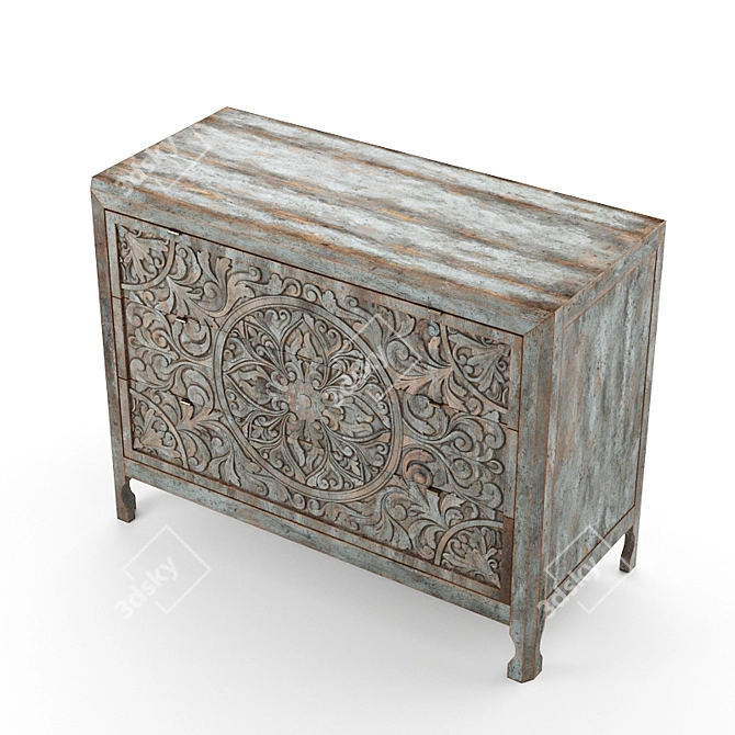 Lockhart Three-Drawer Chest: Rustic Elegance for Your Home 3D model image 7