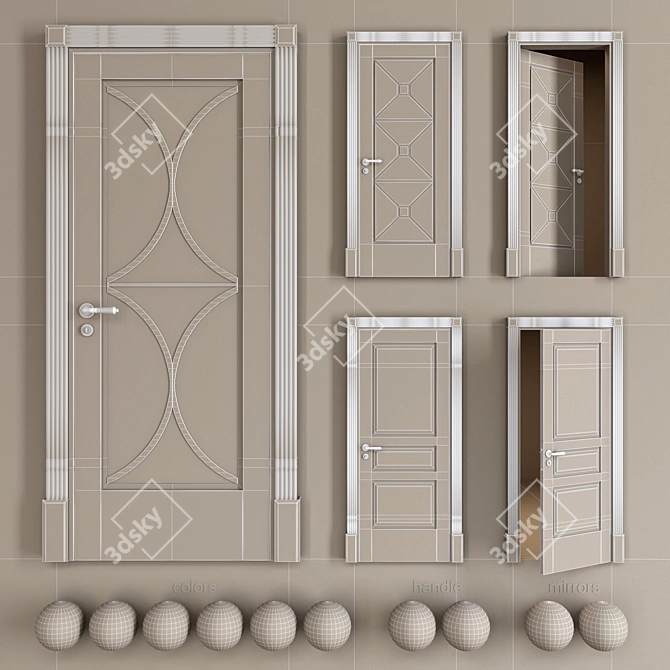 Modern Italian Solo7 Doors 3D model image 5