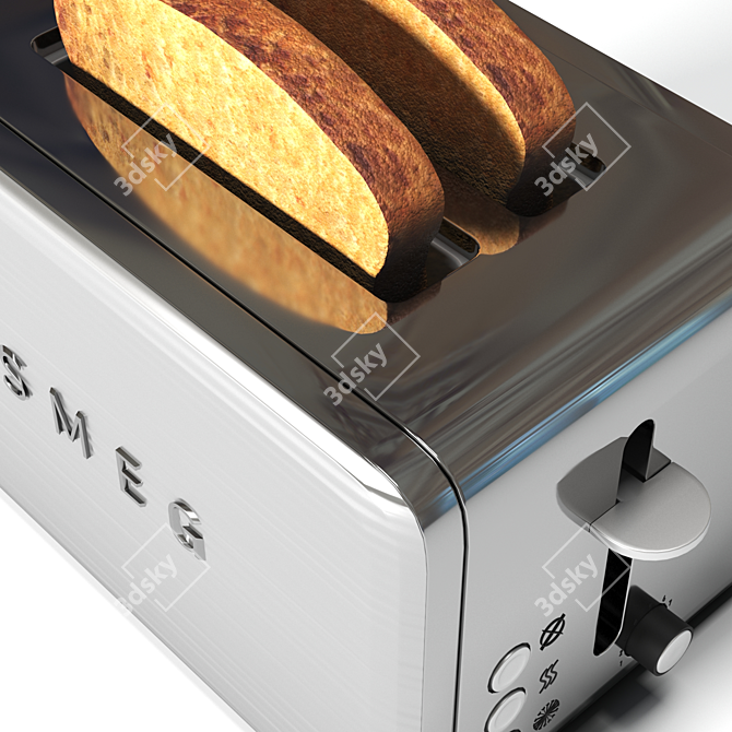 Modern Stainless Steel Toaster 3D model image 3