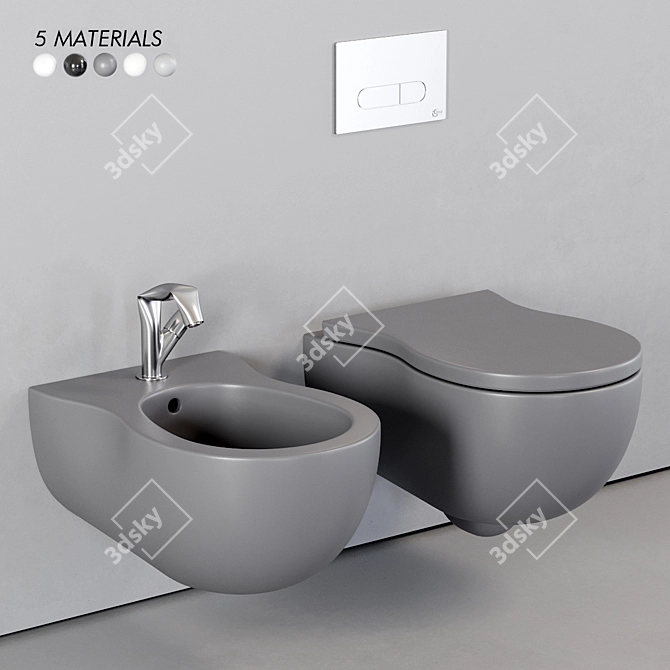 Flaminia Pinch Wall-Hung WC&Bidet 3D model image 1