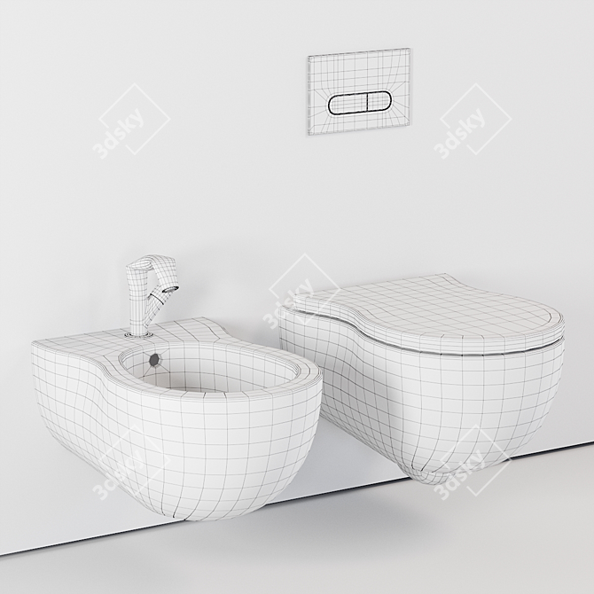 Flaminia Pinch Wall-Hung WC&Bidet 3D model image 5