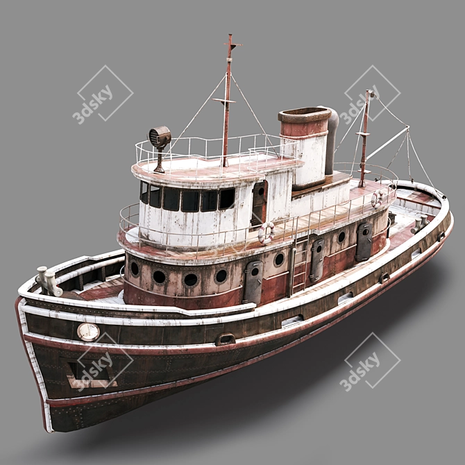 Authentic Abandoned Boat 3D model image 1