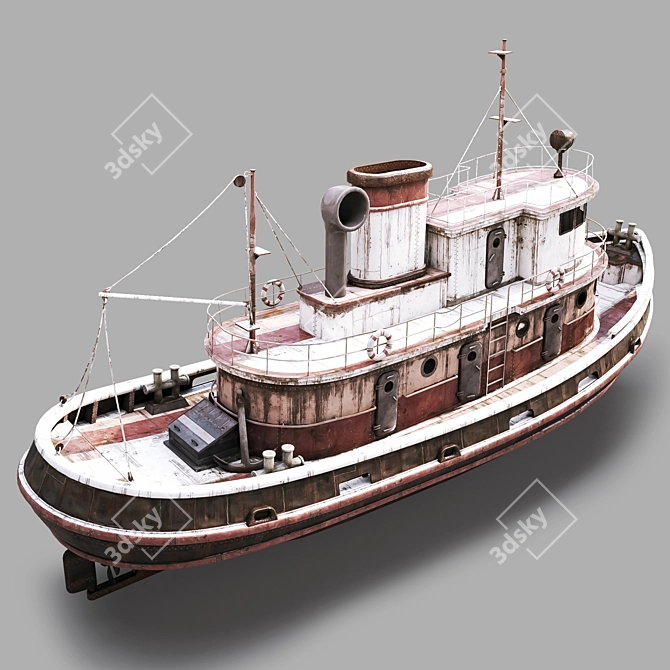 Authentic Abandoned Boat 3D model image 2